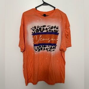 Gildan Softstyle Clemson Cheetah Print Orange T-Shirt